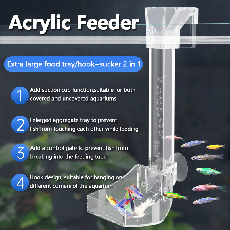 Aquarium Fish Feeder - Aquarium-Acryl-Futterrohr mit Anti-Verstopfungs-Design für Fische, Transparenter