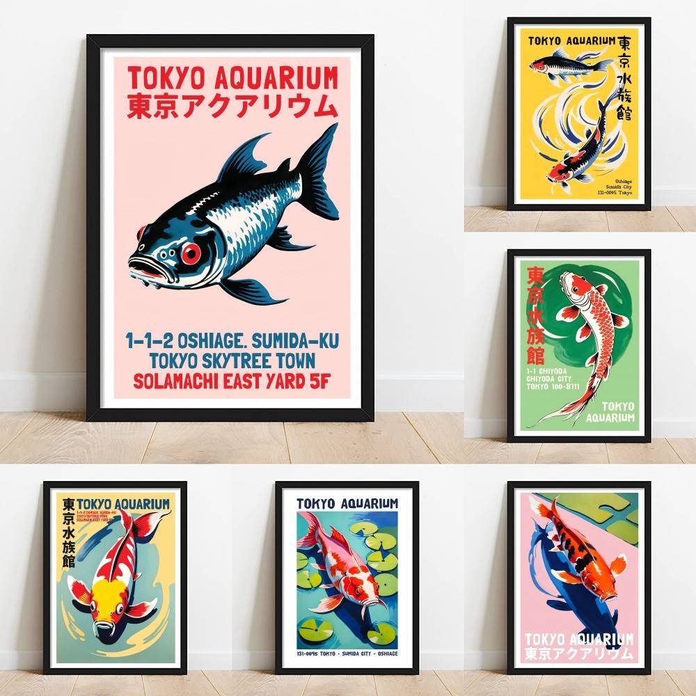 Aquarium Fish Japanese - Tokyo Aquarium Koi-Fisch Papierposter Vintage Japanischer