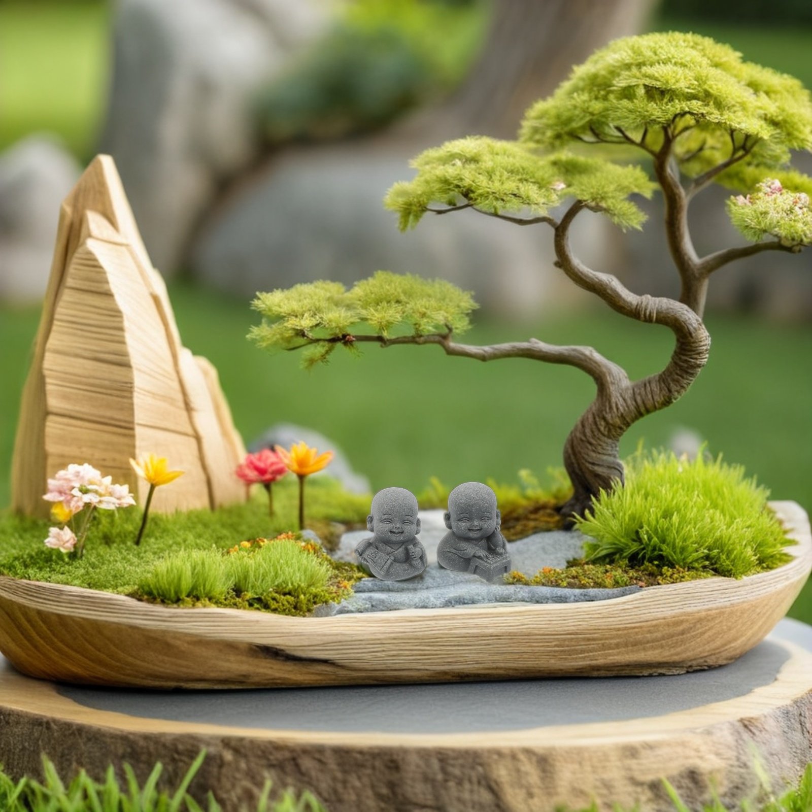 4-teiliges Sandstein Zen-Mönch – Aquarium Fish Japanese Bewertung und Preis