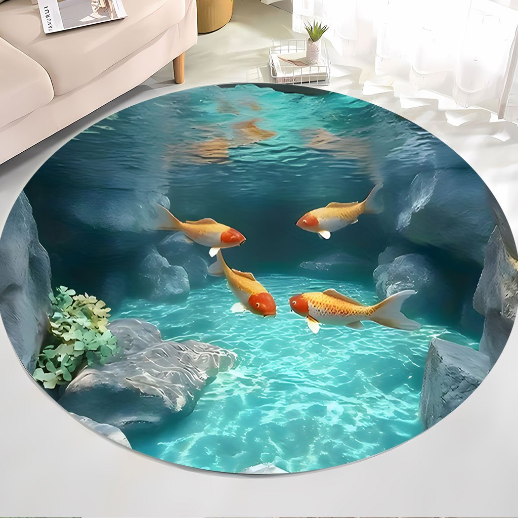 Koi-Fischteich Runder Teppich  – Aquarium Fish Japanese Bewertung und Preis