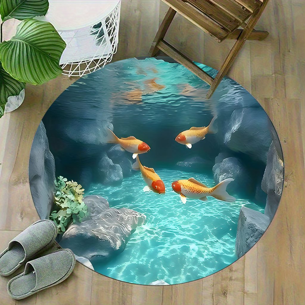 Koi-Fischteich Runder Teppich  – Aquarium Fish Japanese Bewertung und Preis