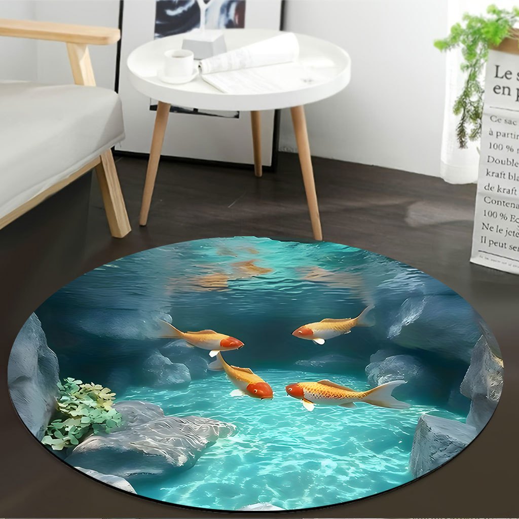 Koi-Fischteich Runder Teppich  – Aquarium Fish Japanese Bewertung und Preis